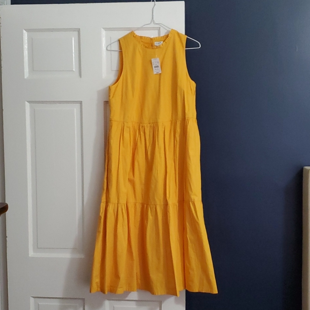 J crew yellow tiered dress